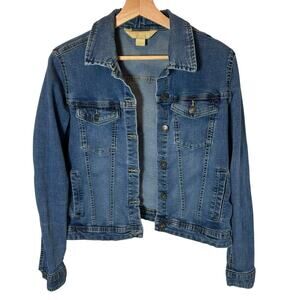 Vintage Roebuck & Co Women's Stretch Denim Trucker Jacket Western Size Medium